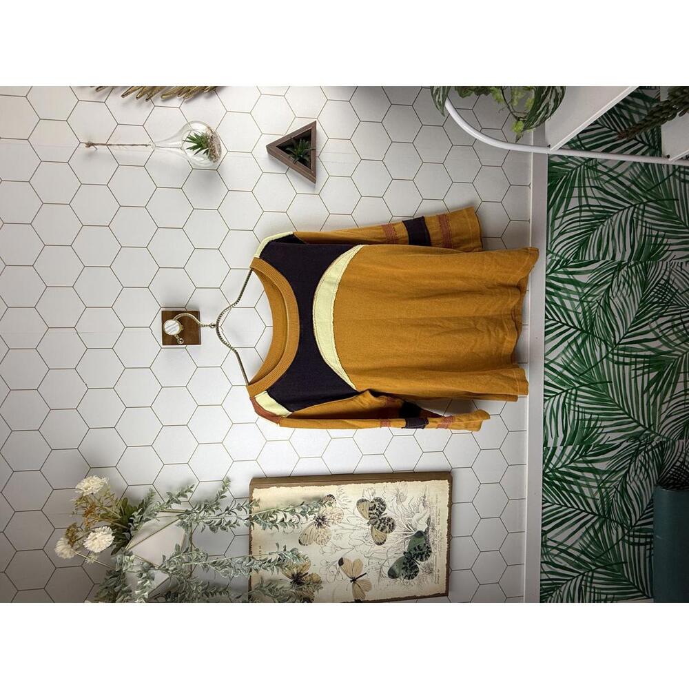 We The Free Dark Yellow Lightweight Boho Sinead 3/4 Sleeve Tee - Size - Small - Picture 2 of 6